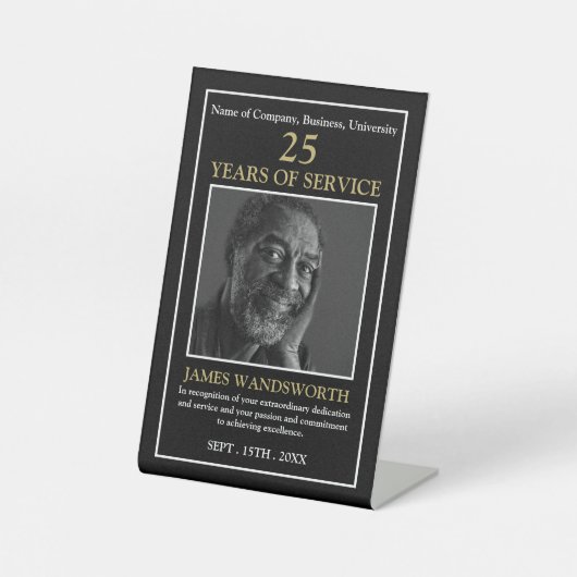 写真パーソナライズされた – 社員賞 台座サイン (正面)