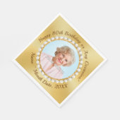 写真パーソナライズされた、第80回誕生日会ナプキンス スタンダードランチョンナプキン (角)