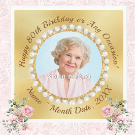 写真パーソナライズされた、第80回誕生日会ナプキンス スタンダードランチョンナプキン