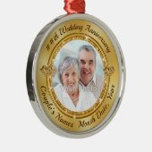 写真パーソナライズされた、結婚の記念日オーナメント メタルオーナメント (右)