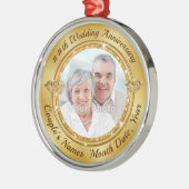 写真パーソナライズされた、結婚の記念日オーナメント メタルオーナメント (左)