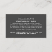 写真パーソナライズされた、耳鼻科医 名刺 (裏面)