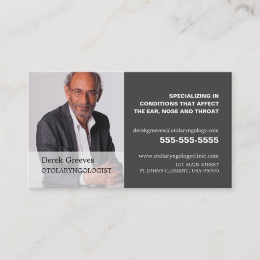 写真パーソナライズされた、耳鼻科医 名刺 (正面)