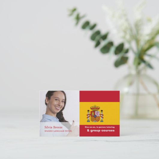 写真パーソナライズされた、言語スペインの講師 名刺 (スタンド正面)