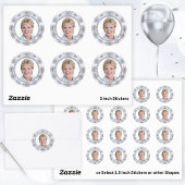 写真パーソナライズされた、誕生日シール、任意の年 ラウンドシール