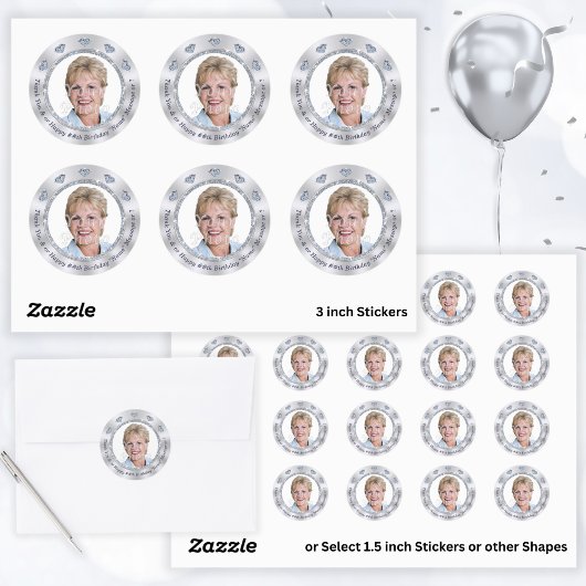 写真パーソナライズされた、誕生日シール、任意の年 ラウンドシール