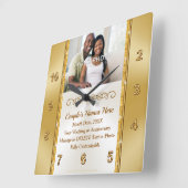 写真パーソナライズされた，贈り物用の壁結婚時計 スクエア壁時計 (傾斜)