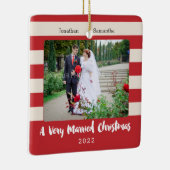 写真パーソナライズされた、非常にクリスマス結婚した セラミックオーナメント (右)