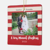 写真パーソナライズされた、非常にクリスマス結婚した セラミックオーナメント (左)