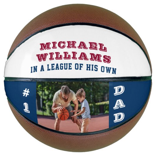 写真パーソナライズされた#1彼自身のリーグのパパ バスケットボール (正面)