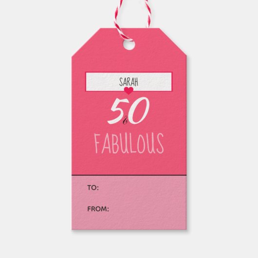 写真パーソナライズされた「50と素晴らしい」贈り物ラベル ギフトタグ (正面)