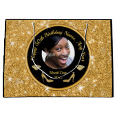 写真パーソナライズされた、50誕生日抱き枕、彼女 ラージペーパーバッグ (正面)