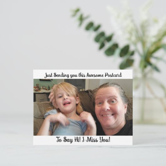 写真パーソナライズされた「I 恋しく思 YOU」ことわざこんにちは ポストカード (スタンド正面)