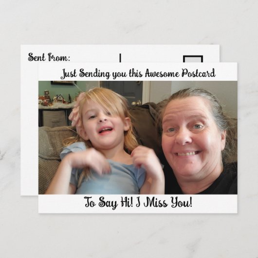 写真パーソナライズされた「I 恋しく思 YOU」ことわざこんにちは ポストカード (正面/裏面)