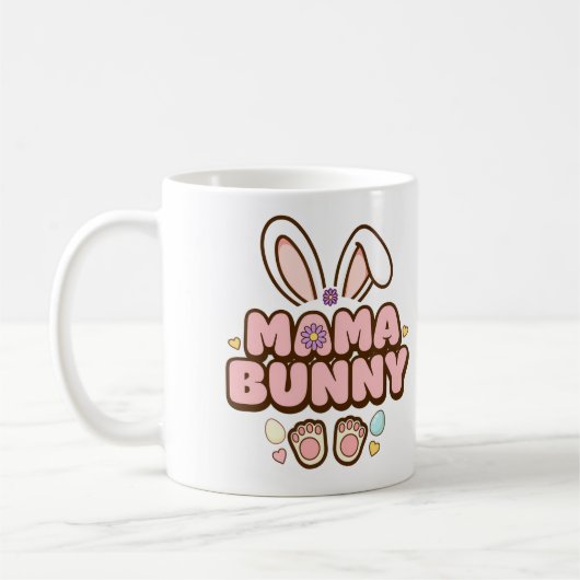 写真パーソナライズされた"Mama Bunny" Easter コーヒーマグカップ (左)