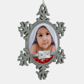 写真パーソナライズされた- My 1st Christmas スノーフレークピューターオーナメント (左)