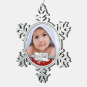 写真パーソナライズされた- My 1st Christmas スノーフレークピューターオーナメント (右)