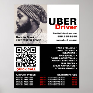 写真パーソナライズされた, Uberドライバー – 価格表 ポスター