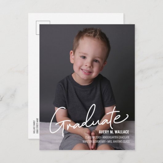 写真パーソナライズされたAnnoで幼稚園卒園 案内ポストカード (正面/裏面)