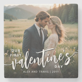 写真パーソナライズされたFirst Valentineモダン's day ストーンコースター
