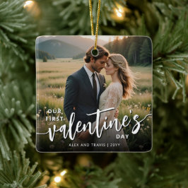 写真パーソナライズされたFirst Valentineモダン's day セラミックオーナメント