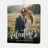 写真パーソナライズされたFirst Valentineモダン's day セラミックオーナメント (左)