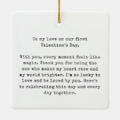 写真パーソナライズされたFirst Valentineモダン's day セラミックオーナメント (裏面)