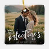 写真パーソナライズされたFirst Valentineモダン's day セラミックオーナメント (正面)