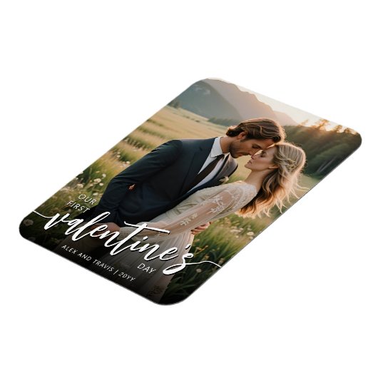 写真パーソナライズされたFirst Valentineモダン's day マグネット (左側)