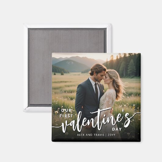 写真パーソナライズされたFirst Valentineモダン's day マグネット (正面/裏面)