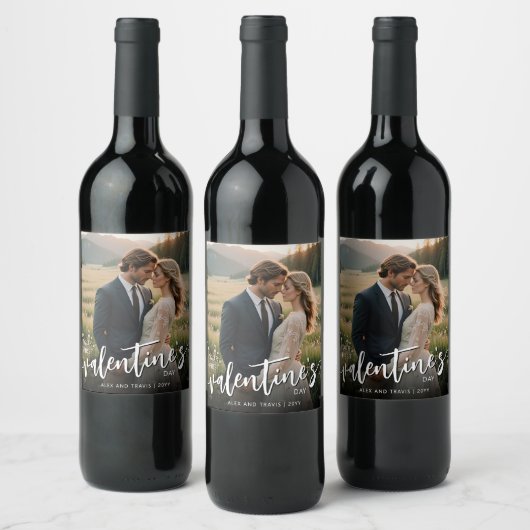 写真パーソナライズされたFirst Valentineモダン's day ワインラベル (ボトル)