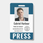 写真パーソナライズされたIDとロゴジャーナリストのプレスパス バッジ (表面)