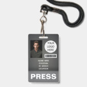 写真パーソナライズされたIDロゴジャーナリストPress Pass バッジ (ストラップ付き表面)