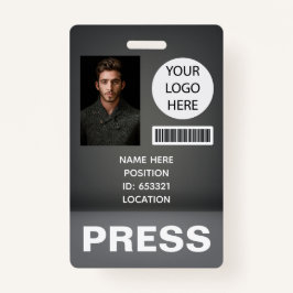 写真パーソナライズされたIDロゴジャーナリストPress Pass バッジ