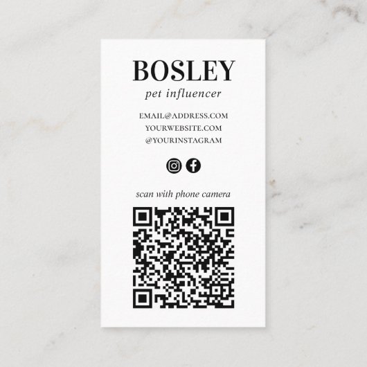 写真パーソナライズされたQRコードソーシャルメディアPet Star 名刺 (裏面)