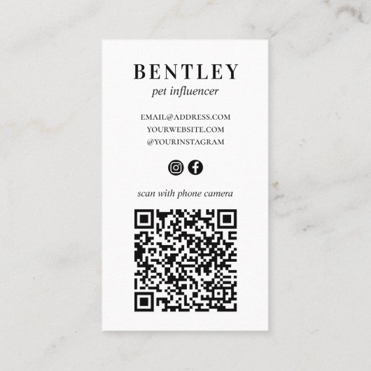 写真パーソナライズされたQRコードSNSモノグラム 名刺 (裏面)
