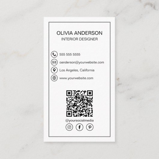 写真パーソナライズされたQRソーシャルメディアプロフェッショナル 名刺 (裏面)
