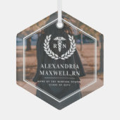 写真パーソナライズされたRN看護学校卒業 ガラスオーナメント (正面)