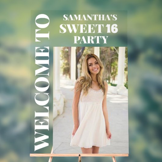 写真パーソナライズされたSweet 16 Welcome アクリルサイン (ニュートラル)