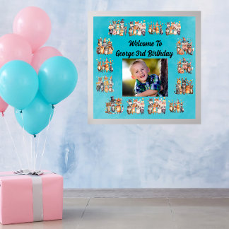 写真パーティー動物テーマ子供の誕生日パーティー ポスター