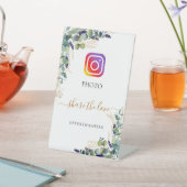 写真パーティーInstagramハッシュタグユーカリ緑 台座サイン (インサイチュ)