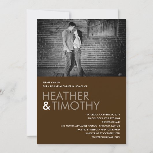 写真パーフェクトリハーサルディナー/シャワー招待状 招待状 (正面)