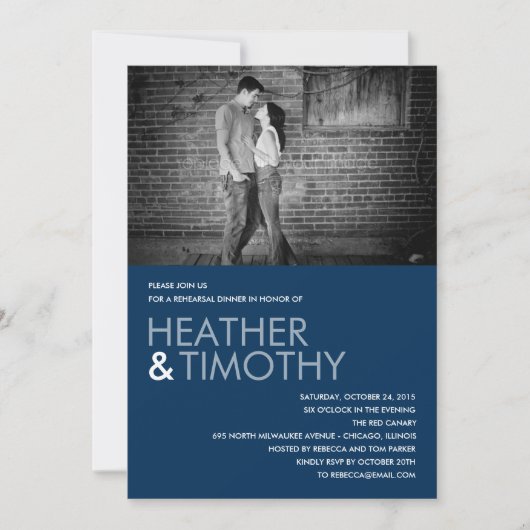 写真パーフェクトリハーサルディナー/シャワー招待状 招待状 (正面)