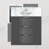 写真ビジネスあなたのロゴ灰色の大理石メニュー (正面/裏面)