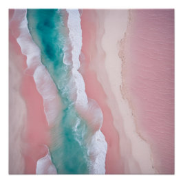 写真ビーチエステティックサンセットニュートラルピンク ポスター