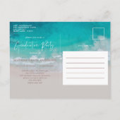 写真ビーチ海卒業発表パーティー インビテーションポストカード (裏面)