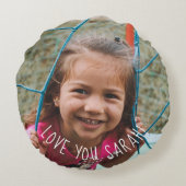 写真ピンクと紫のかわいいハートの片面 ラウンドクッション (裏面)