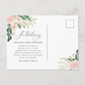写真ピンクのフローラ誕生のお知らせ 案内ポストカード (裏面)