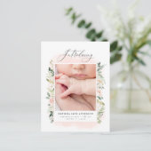 写真ピンクのフローラ誕生のお知らせ 案内ポストカード (スタンド正面)