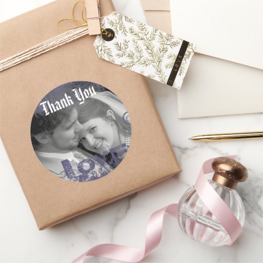写真ファンキーの結婚式用シールに感謝 ラウンドシール (ギフト)